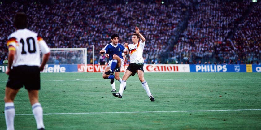 Germany Argentina Italy, Rome, 08 07 1990, Football, FIFA World Cup 1990 in Italy, Final, DFB Germany Argentina 1 0 v l Diego Maradona Argentina , Klaus Augenthaler Germany