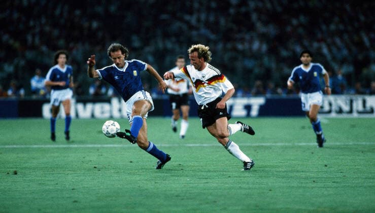 Germany Argentina Italy, Rome, 08 07 1990, Football, FIFA World Cup 1990 in Italy, Final, DFB Germany Argentina 1 0 v l Gabriel Calderon Argentina , Andreas Brehme Germany