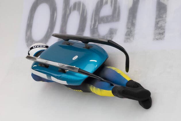 Anton Dukach UKR, Ukraine slides under the sled along the track, 01 02 2020, Oberhof Germany , Viessmann Luge World Cup Oberhof xprx