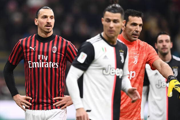 200213 Zlatan Ibrahimovic of AC Milan during the Italian cup match between AC Milan and Juventus on February 13, 2020 in Milano,  Copyright: MatteoxGribaudi BB200213BB786