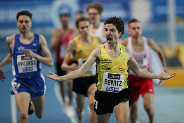 German Athletics Indoor Championships Leipzig, 23 02 2020 German Champion over 1500m Timo Benitz LG farbtex Nordschwarzwald German Athletics Indoor Championships on 23 02 2020 in the Arena Leipzig, Saxony Germany Copyright: xBEAUTIFULxSPORTS AxelxKohringx