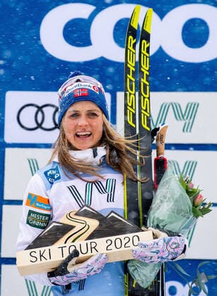 200223 Therese Johaug of Norway with the winner ? s trophy after the womens 15 km classic technique pursuit during the Ski Tour 2020 on February 23, 2020 in Trondheim Photo Vegard Wivestad Grott BILDBYRAN kod VG 170483 bbeng skidor cross country skiing cross country skiing world cup ski tour 2020 ski tour classic classic hunting start pursuit women dam norway norway,  Copyright: VEGARDxWIVESTADxGRoTT BB200223VG242