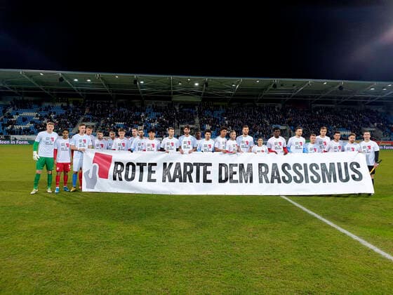 CFC vs FC Bayern Munich II 24 02 2020 Chemnitz, Sports, Football, , Stadium at Gellertstrasse, 3 Bundesliga, 25 Matchday, CFC CFC vs FC Bayern Munich II Action against racism