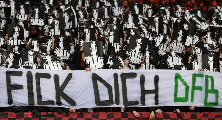 06 03 2020 Football Season 2019 2020 2 Football Bundesliga 25 Matchday 1 FC Nürnberg Nuernberg FCN Club Hannover 96 H96 DaMa DFL regulations prohibit any use of photographs as image sequences and or quasi video banner banner of the club fan club fans FCN fans fans gg the DFB Fuck you DFB