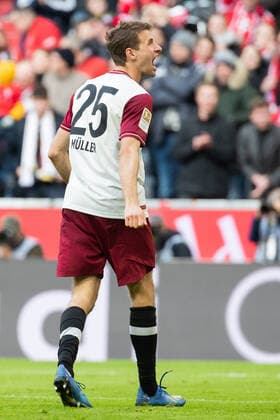 Soccer Bundesliga, 25 Matchday, FC Bayern Muenchen 1 FC Augsburg Thomas Mueller FC Bayern Muenchen cheers after his goal to 1 0 DFL regulations prohibit any use of photographs as image sequences and or quasi video GER, Soccer, Bundesliga, FC Bayern Muenchen 1 FC Augsburg, 08 03 2020 Munich Copyright: xTomxWellerx xEibner-Pressefotox EP_eer