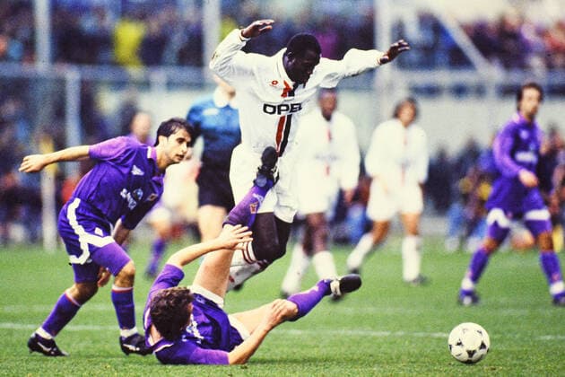 GEORGE WEAH, AC Milan, Serie A, Fiorentina vs Milan 2-2, Firenze SERIE A 1995-96 FIORENTINA-MILAN 2-2