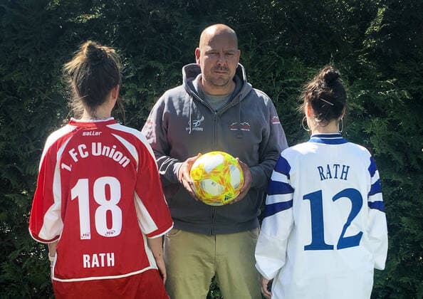 21 05 2020, xlakx, Fussball 1 Bundesliga, Hertha BSC Berlin 1 FC Union Berlin emspor, from daughter Josi,Marcel Rath,life companion Kati Marcel Rath played 151 games for Hertha BSC, Energie Cottbus, FC St Pauli and 1 FC Union Berlin in the 2 Bundesliga, where he scored 34 goals His tip for the derby between Hertha BSC vs 1 FC Union Berlin 2 2 draws daughter Josi in 1 FC Union Berlin jersey tip 0 1 da against partner Kati in Hertha BSC jersey tip 2 0 DFL DFB REGULATIONS PROHIBIT ANY USE OF PHOTOGRAPHS as IMAGE SEQUENCES and or QUASI VIDEO Wiesenau
