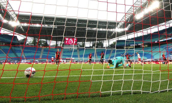 RB Leipzig Hertha BSC , 27 05 2020 Leipzig, 27 05 2020, Red Bull Arena, Soccer, Bundesliga, 28 Matchday , RB Leipzig vs. Hertha BSC Berlin , In the picture goal for RB Leipzig Patrick Schick 21, RB Leipzig scores for 2 1 , DFL regulations prohibit any use of photographs as image sequences and or quasi video photo PICTURE POINT Roger Petzsche Pool , Only for journalistic purposes Only for editorial use Leipzig Sachsen Germany Poolfoto PICTURE POINT ,EDITORIAL USE ONLY