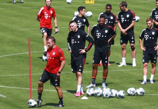 Coaches Hansi Flick, Niklas Süle Suele, Jerome Boateng Football 1 Bundesliga FC Bayern Munich Training at Säbenerstrasse 24 06 2020 PHOTO Mladen Lackovic LakoPress