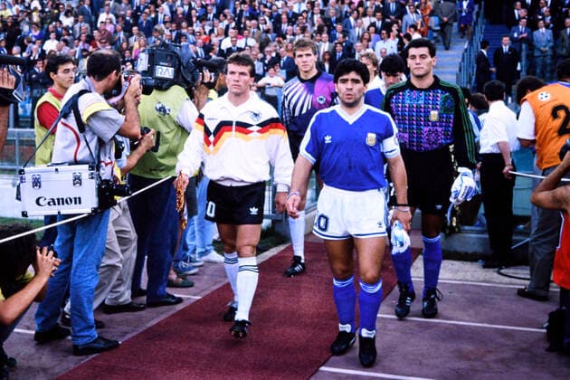 MATTHAEUS Lothar Captain Team Germany with Captain MARADONA Diego Team Germany World Champion FIFA World Cup 1990 in Italy Final Germany Argentina 1 0 on 08 07 1990 in Rome