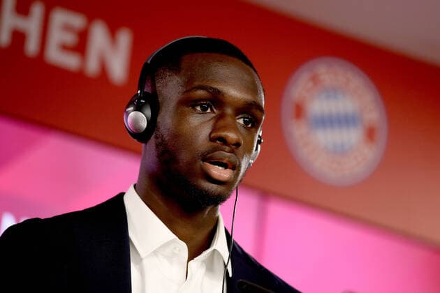 FC Bayern Muenchen Unveils Newly Signed Player Tanguy Kouassi MUNICH, GERMANY JULY 01 Newly signed FC Bayern Muenchen player Tanguy Kouassi speaks to the media during a press conference at Saebener Strasse training ground on July 01, 2020 in Munich, Germany Photo by Alexander Hassenstein Getty Images for FC Bayern Munich Saebener Strasse training ground Bavaria Germany Poolfoto Getty Images for FC Bayern ,EDITORIAL USE ONLY