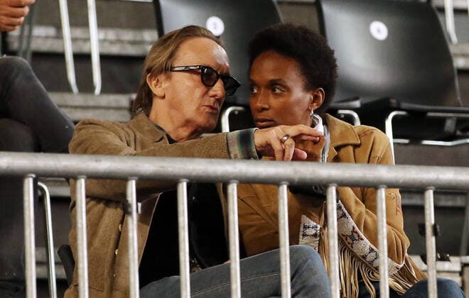 Marius Müller Westernhagen and Mrs Lindiwe in Hangar 6 Tempelhof Airport Tennis bett1Aces Ladies Season 2019 2020 17 07 2020