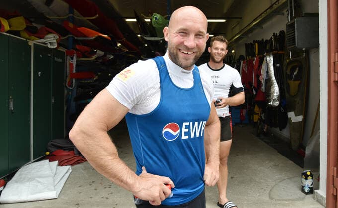 The canoeist Ronald Rauhe nickname Ronny during morning training on the Havel at the Sportpark Luftschiffhafen in Potsdam, recorded on 18 June 2020 Potsdam Germany Copyright: KittyxKleist-Heinrichx
