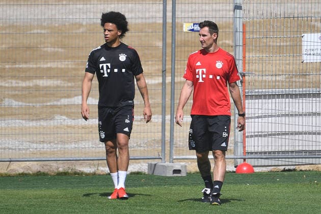 Miroslav KLOSE Co-Trainer FCB with Leroy SANE Bayern Muenchen Training at Saebener Strasse Football 1 Bundesliga, Season 2019 2020, on 29 07 2020