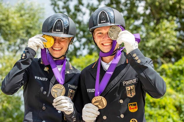 Pilisjaszfalu FEI Youth Dressage EUROPEAN CHAMPIONSHIPS 2020, LINDNER Ann Kathrin GER , NETZ Raphael GER Award Ceremony Medal Award U25 Grand Prix Individual Decision Pilisjaszfalu FEI Youth Dressage EUROPEAN CHAMPIONSHIPS 2020 19 August 2020