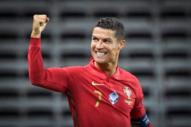 Portugals Ronaldo celebrates after scoring during the UEFA Nations League, division A, group 3 soccer game betwween Sweden and Portugal at Friends Arena in Stockholm, Sweden, on Sept 08, 2020 Photo Janerik Henriksson TT kod 10010 SWEDEN OUT Stockholm Sweden SOCCER x10010x,  Copyright: xJanerikxHenriksson TTx NATIONS LEAGUE SWEDEN-PORTUGAL