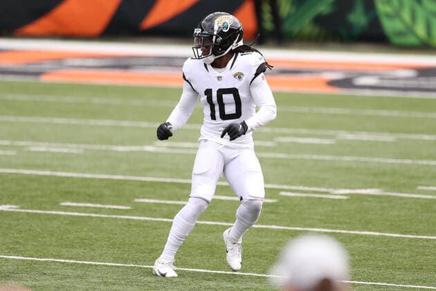 CINCINNATI, OH - OCTOBER 04: Jacksonville Jaguars wide receiver Laviska Shenault Jr. (10) in action during the game against the Jacksonville Jaguars and the Cincinnati Bengals on October 4, 2020, at Paul Brown Stadium in Cincinnati, OH. (Photo by Ian Johnson Icon Sportswire) NFL, American Football Herren, USA OCT 04 Jaguars at Bengals Icon201004085