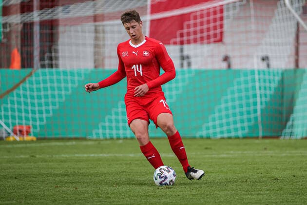 Soccer international Germany U20 vs. Switzerland U20 07 10 2020 Nikita Vlasenko Switzerland U20 14 on the ball,Soccer international, Germany U20 vs. Switzerland U20, on Wednesday, den 07 October 2020 Sportanlage Grütt in Lörrach Germany Copyright: xBEAUTIFULxSPORTS G.xHubbsx