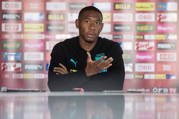 Sport Themen der Woche KW41 Sport Bilder des Tages SOCCER - NL, NIR vs AUT, preview KLAGENFURT,AUSTRIA,08.OCT.20 - SOCCER - UEFA Nations League, OEFB international match, Länderspiel, Nationalmannschaft Northern Ireland vs Austria, preview, press conference, PK, Pressekonferenz team AUT. Image shows David Alaba (AUT). GEPAxpictures xDanielxGoetzhaber