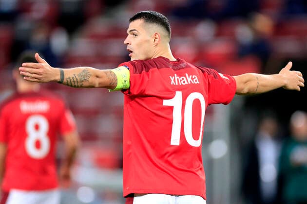 XHAKA Granit Team Switzerland UEFA Nations League Qualification Match Germany Switzerland 3 3 on 13 October 2020 in Cologne DFL REGULATIONS PROHIBIT ANY USE OF PHOTOGRAPHS as IMAGE SEQUENCES and or QUASI VIDEO