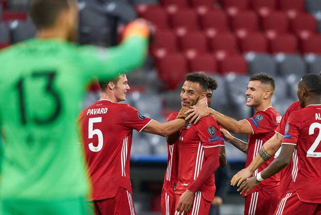 Football UEFA Champions League FC BAYERN MUENCHEN ATLETICO MADRID Corentin TOLISSO, FCB 24 scores, shoots goal for , goal, score, 3 0, celebrates his goal, happy, laugh, celebration, in the match FC BAYERN MUENCHEN ATLETICO MADRID of football UEFA Champions League in season 2020 2021 in Munich, October 21, 2020 Photographer Peter Schatz Pool UEFA regulations prohibit any use of photographs as image sequences and or quasi video Important National and international News Agencies OUT Editorial Use ONLY Munich Allianz Arena Bavaria Germany Poolfoto Peter Schatz Pool ,EDITORIAL USE ONLY