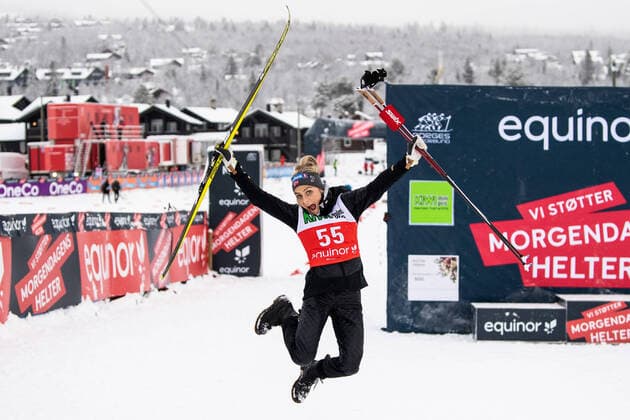 201121 Therese Johaug of Norway celebrates after the women 10 s 10 km classic technique interval start during Beitosprinten 2020 on November 21, 2020 in Beitostolen Photo Vegard Wivestad Grott BILDBYRAN kod VG VG0072 bbeng skidor cross country skiing langrenn sesongapning beitosprinten beitostolen klassisk norway nor jubel celebration,  Copyright: VEGARDxWIVESTADxGRoTT BB201121VG011