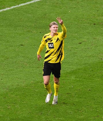 Soccer, men, 1 Bundesliga, season 2020 21, 8 matchday, Hertha BSC Borussia Dortmund, Erling Haaland Borussia Dortmund , cheers after goal for 1 3, 21 11 2020, Copyright: xMatthiasxKochx