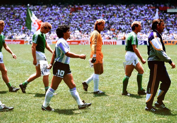 29 06 86 Argentina Germany Mexico, Mexico City, 29 06 1986, Football, FIFA World Cup 1986 in Mexico, Final, Argentina DFB Germany 3 2 v l Hans Peter Briegel Germany , Diego Maradona Argentina , Harald Toni Schumacher, Karl Heinz Rummenigge both Germany