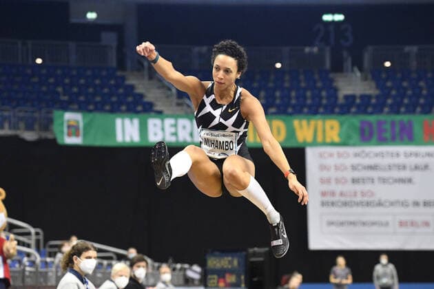 05 02 2021, athletics, ISTAF indoor Berlin 2021, indoormeeting Berlin, Mercedes Benz Arena Berlin long jump women, Malaika Mihambo, Germany,
