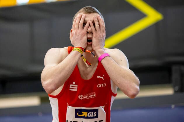 German Athletics Indoor Championships Dortmund, 21 02 2021 Henrik Krause LG Olympia Dortmund surprisingly wins the 400m German Athletics Indoor Championships on 21 02 2021 at Helmut Koernig Halle, Dortmund Germany Copyright: xBEAUTIFULxSPORTS AxelxKohringx