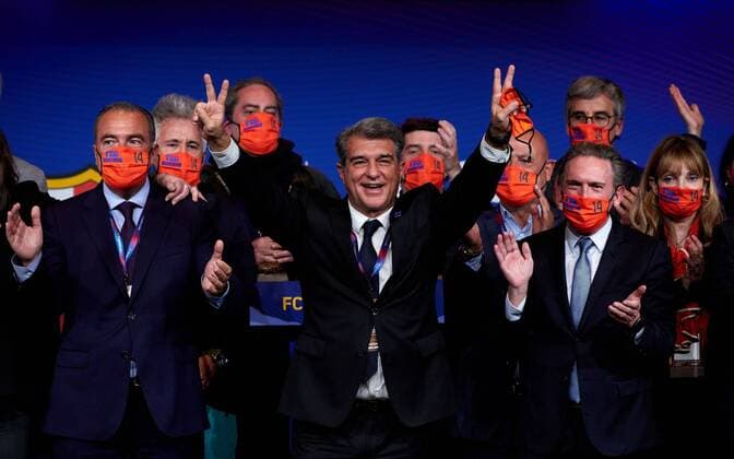 Joan Laporta celebrates his victory after elections at the CampNou stadium in Barcelona, Spain, Sunday, March 7, 2021 Joan Laporta celebrates his victory in the FC Barcelona elections at the Camp Nou stadium in Barcelona, Spain, Sunday, March 7, 2021 Cordon Press  xx xx