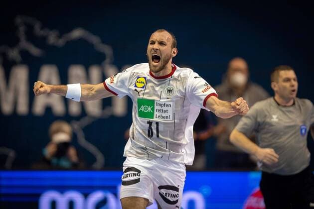 Handball Berlin 12 03 2021 Olympic Qualification Germany GER Sweden SWE Marcel Schiller Germany, No 31 Cheering