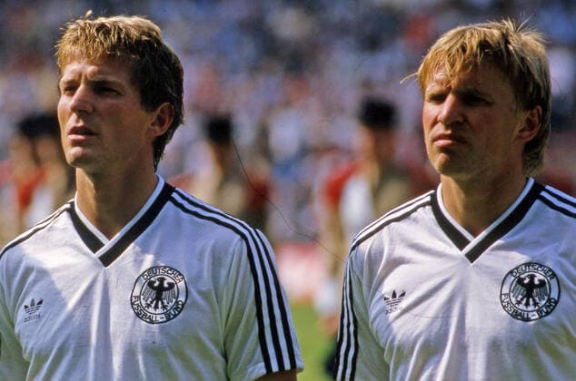 17 06 84 Germany Romania France, Lens, 17 06 1984, Football, European Championship UEFA Euro 1984 in France, Germany Romania 2 1 v l Karlheinz Förster, Bernd Förster both Germany