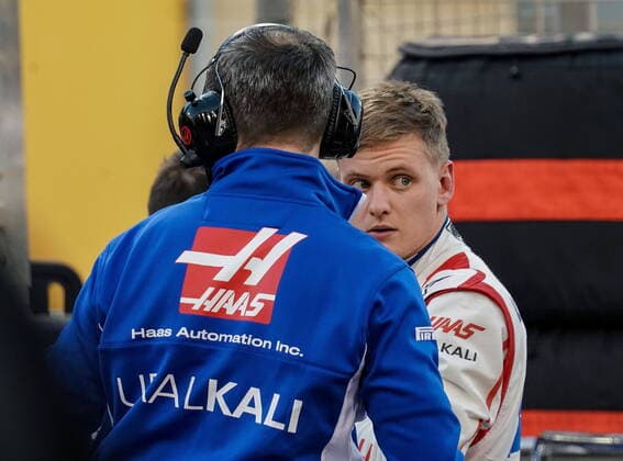Formula 1 Gulf Air Bahrain Grand Prix 2021 28 03 2021, Bahrain International Circuit, Sakhir, Formula 1 Gulf Air Bahrain Grand Prix 2021 ,in the picture Nikita Mazepin RUS 9 , Haas F1 Team, Mick Schumacher DEU 47 , Haas F1 Team nordphotoxGmbHx xBratic nph00250