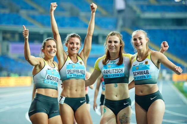 Silesia World Relays 2021 Chorzow Poland, 01 02 05 2021 Nadine Gonska GER Corinna Schwab GER Karolina Pahlitzsch GER Ruth Sophia Spelmeyer Preus GER Copyright: xBEAUTIFULxSPORTS Internationalx