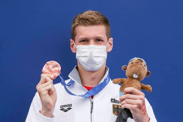 WELLBROCK Florian Team GER with medal 3 place over 10km Open Water Swimming at the European Swimming Championships 2021 in Budapest on 13 May 2021