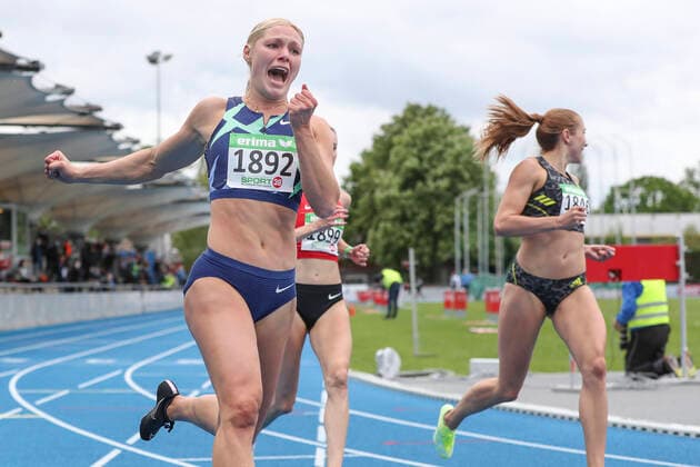Road To Tokyo Mannheim, 15 05 2021 Lisa Mayer Sprintteam Wetzlar wins in run 2 with 11,12s Road To Tokyo in the context of the new founded Racing League on 15 05 2021 in the Michael Hoffmann Stadium, Mannheim Baden Wuerttemberg Copyright: xBEAUTIFULxSPORTS AxelxKohringx