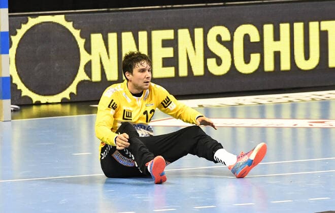 Handball, men, 2020 2021 season, 1 Bundesliga 15 matchday , Füchse Berlin FRISCH AUF Göppingen, goalkeeper Daniel Rebmann FRISCH AUF Göppingen , 16 05 2021, Copyright: xSebastianxRäppoldx xMatthiasxKox