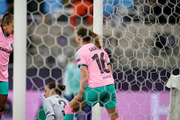Barcelona s Caroline Graham Hansen celebrates her goal during the UEFA Women s Champions League final between Chelsea FC and FC Barcelona at Ganla Ullevi in Gothenburg, Sweden, on May 16, 2021 GÖTEBORG Sweden x9200x, Copyright: xBjornxLarssonxRosvall TTx SWEDEN SOCCER WOMEN S CHAMPIONS LEAGUE FINAL