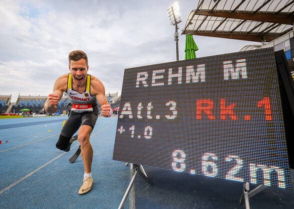 World Para Athletics European Championships, Bydgoszcz, 01 06 2021 Markus Rehm GER wins gold with new world record 8.62m in the mens long jump in class T64 at the World Para Athletics European Championships on 01 06 2021 at the Zdzislaw Krzyszkowiak Stadium in Bydgoszcz Poland Copyright: xBEAUTIFULxSPORTS MarcusxHartmannx
