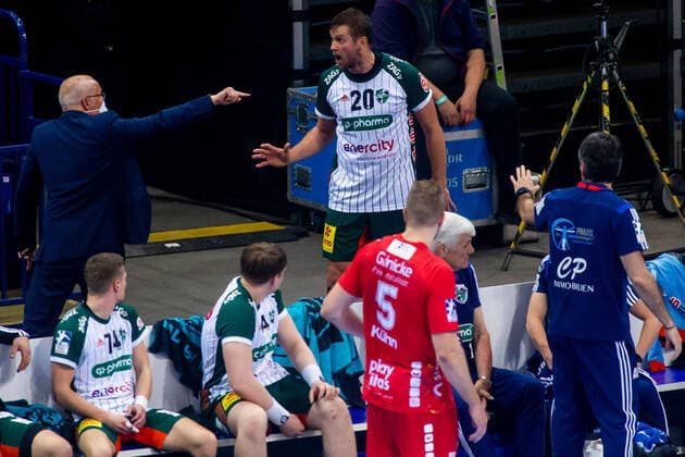 03 06 2021, xfrx, Handball Final Four 2021, MT Melsungen TSV Hannover Burgdorf emspor, v l Fabian Boehm TSV Hannover Burgdorf DFL DFB REGULATES PROHIBIT ANY USE OF PHOTOGRAPHS as IMAGE SEQUENCES and or QUASI VIDEO Hamburg
