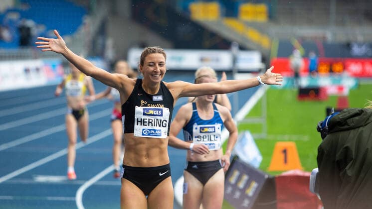German Athletics Championships Braunschweig, 06 06 2021 Happy about her next championship title 800m winner Christina Hering LG Stadtwerke Muenchen German Athletics Championships on 06 06 2021 at Eintracht Stadium in Braunschweig Lower Saxony Copyright: xBEAUTIFULxSPORTS R.xSchmittx