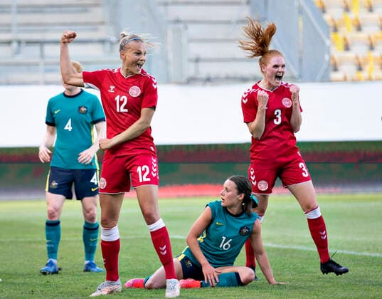 Denmarks Rikke Sevecke has scored 2 0 in the test match between Denmark and Australia at Casa Arena in Horsens, Thursday 10 June 2021, Horsens Jutland Denmark  Copyright: HenningxBagger HenningxBaggerx COP102 spdk20210610-185243-L