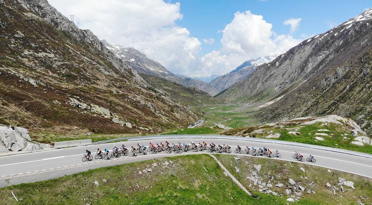 Photo Manuel Geisser 11 06 2021 Andermatt Cycling Tour de Suisse 6 Stage Andermatt Disentis Sedrun Peloton at Gotthard Pass