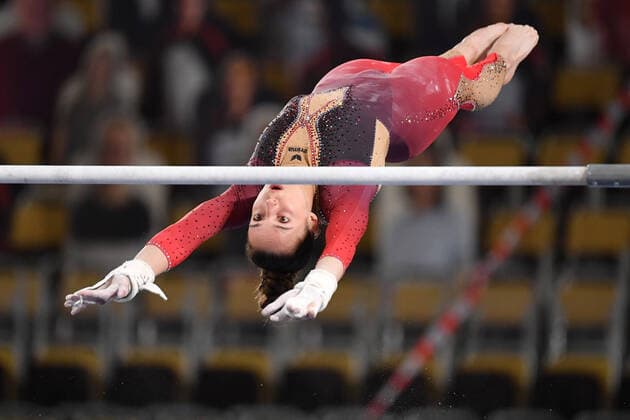Pauline SCHAEFER GER ,Action, uneven bars,all-around women gymnastics 2 Olympic qualification in Munich on 12 06 2021