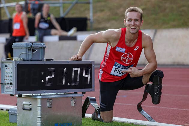 Para Athletics Home Game Leverkusen, 25 06 2021 Johannes Floors TSV Bayer 04 Leverkusen runs world record with 21,04 sec over 200m Para Athletics Home Game, 25 06 2021 Copyright: xBEAUTIFULxSPORTS B.Hoffmannx