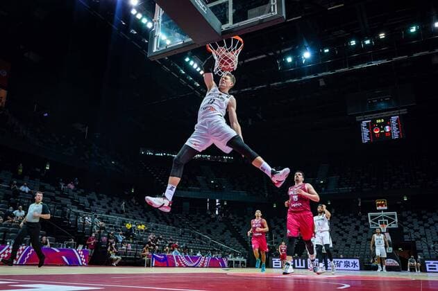 Basketball Split 29 06 2021 Olympic Qualification FIBA Olympic Qualifying Tournament 2020 Group Stage, Group A Germany GER Mexico MEX Moritz Wagner Germany, No 13 dunkt Jorge Camacho Mexico, No 15