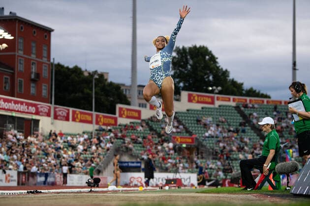 210701 Jazmin Sawyers of Great Britain competes in women s long jump during Bislett Games on July 1, 2021 in Oslo Photo Vegard Wivestad Grott BILDBYRAN kod VG VG0135 bbeng athletics athletics diamond league league bislett games 2021 bislett games norway norway,  Copyright: VEGARDxWIVESTADxGRoTT BB210701VG067
