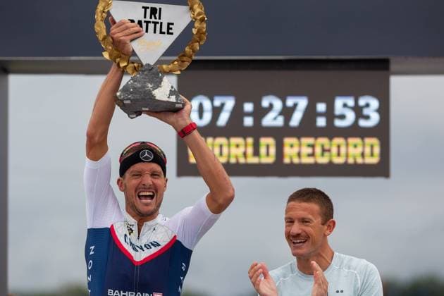 Zwift Tri Battle Rojale Jan Frodeno GER with world record 7 27 53 hours at the Zwift Tri Battle Rojale in Allgaeu Copyright: xBEAUTIFULxSPORTS FrankxHaux