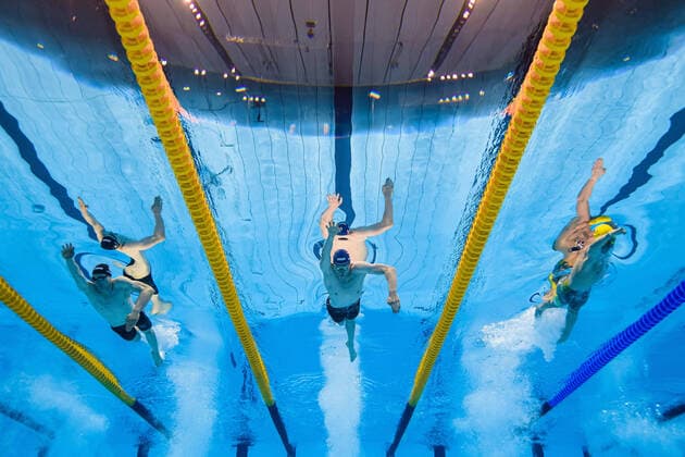 210725 Henning Bennet Muhlleitner of Germany, Felix Auboeck of Austria and Elijah Winnington of Australia compete in mens 400 meter freestyle swimming final during day 2 of the Tokyo 2020 Olympic Games on July 25, 2021 in Tokyo Photo Joel Marklund BILDBYRAN kod JM JM0168 bbeng swimming swimming olympic games olympics os ol olympic games olympic games tokyo2020 tokyo 2020 tokyo os tokyo ol,  Copyright: JOELxMARKLUND BB210725JM076
